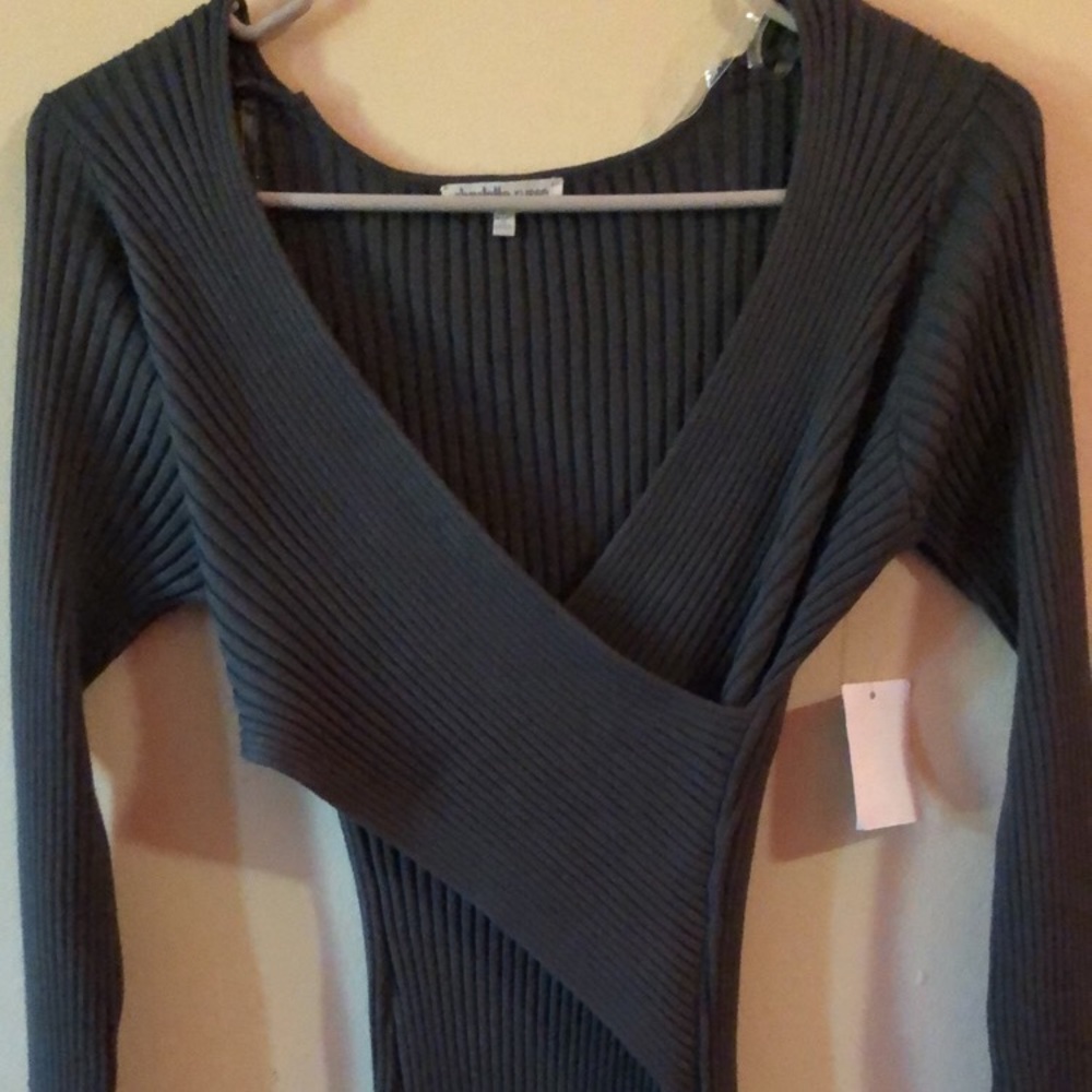 Green rib fitted dress